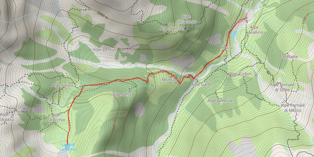 Map of the trail for Lago di Larecchio