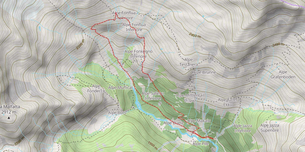 Map of the trail for Rifugio Barba Ferrero