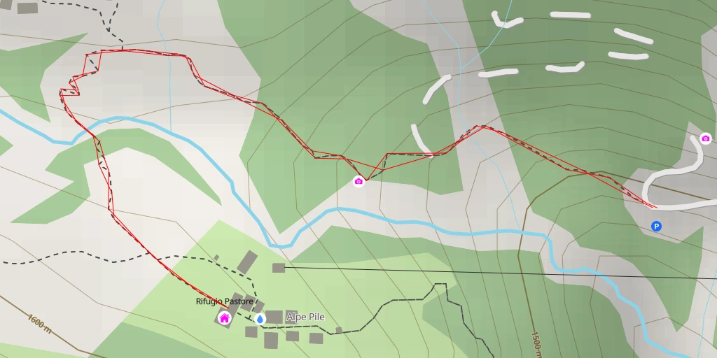 Map of the trail for Rifugio Pastore