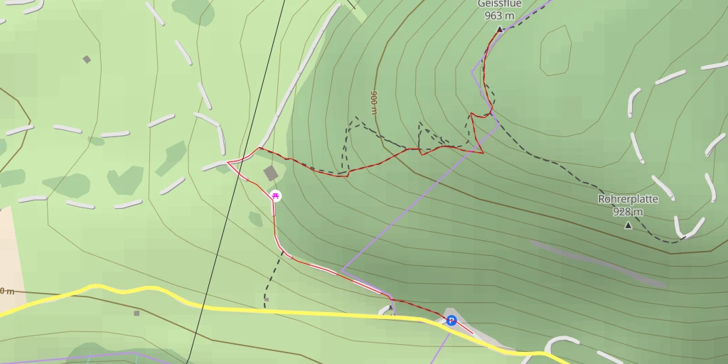 Map of the trail for Geissflue