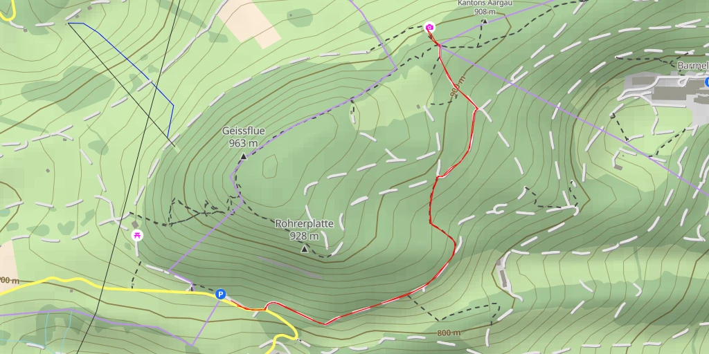 Carte de l'itinéraire :  Höchster Punkt des Kantons Aargau
