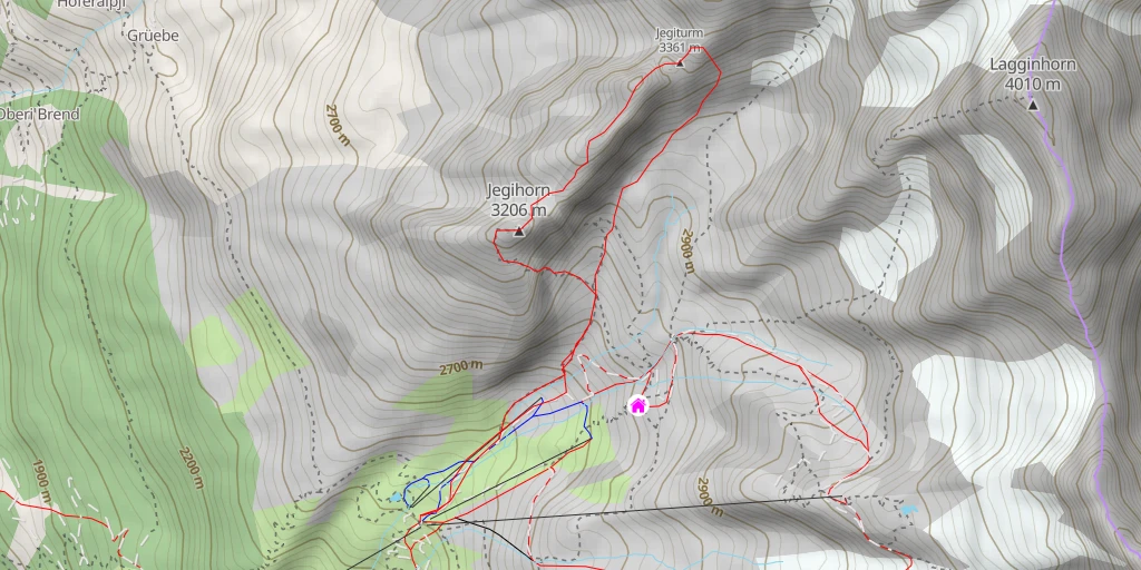 Map of the trail for Jegigrat - Grand Gendarme (Jegiturm) puis traversée SW de la Jegigrat jusqu'au Jegihorn