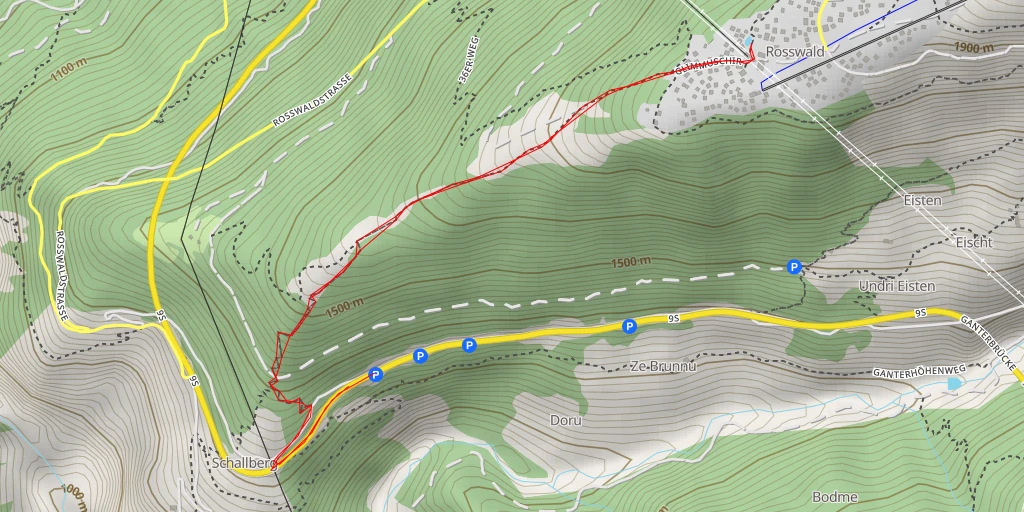 Map of the trail for Badeweiher