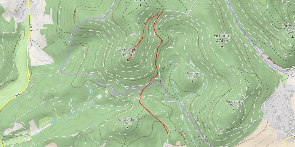 Map of the trail for Orensfels