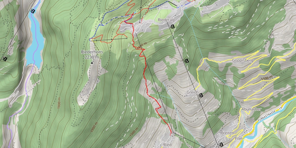 Map of the trail for Riederhornweg - Riederhornweg