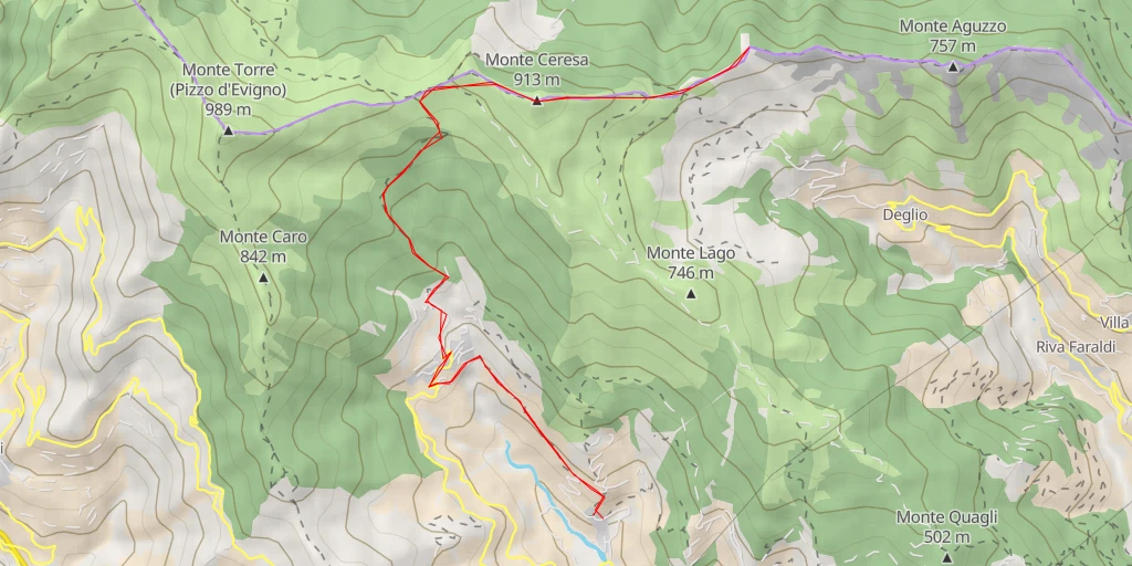 Map of the trail for Monte Mezzogiorno