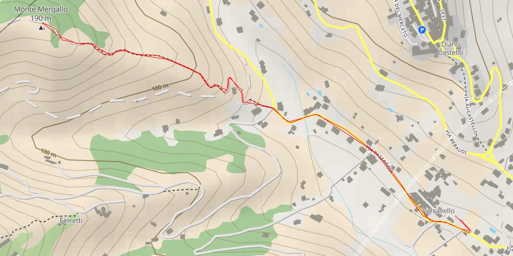 Carte de l'itinéraire :  Monte Mergallo