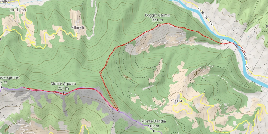 Map of the trail for Pizzo Pegno