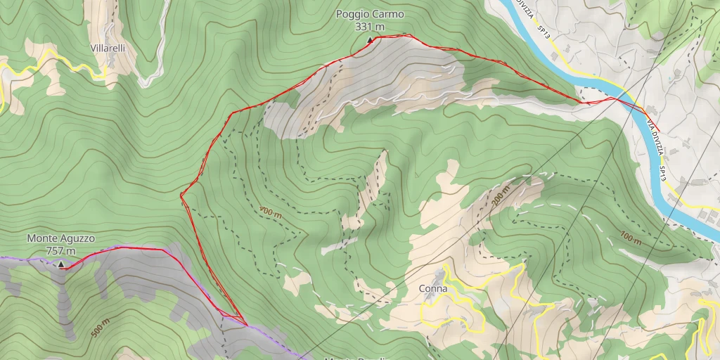 Map of the trail for Monte Aguzzo