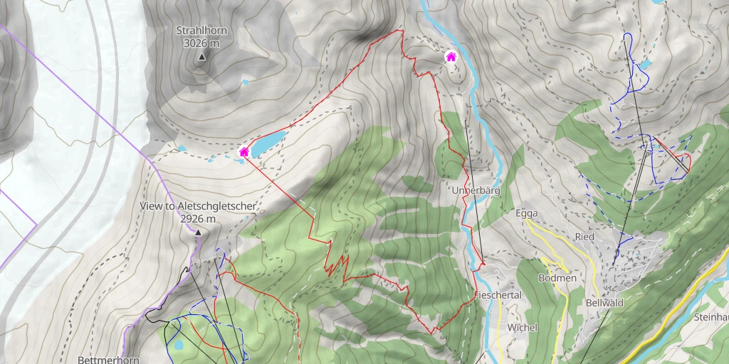 Map of the trail for Gletscherstube Märjelen