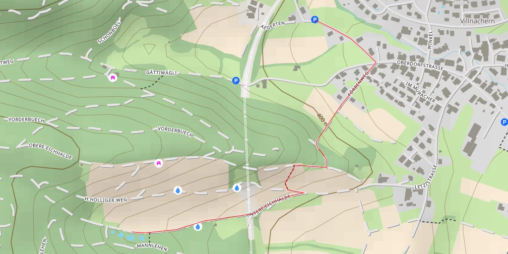 Map of the trail for Untere Eichhalde - Untere Eichhalde