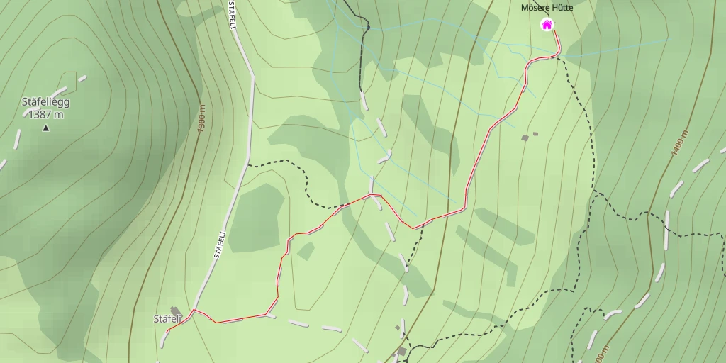 Map of the trail for Mösere Hütte