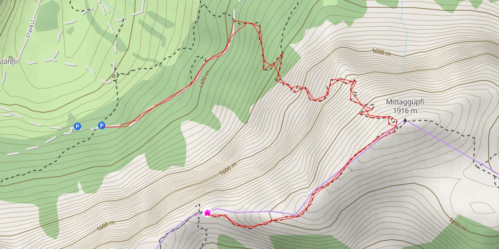 Map of the trail for Tripolihütte
