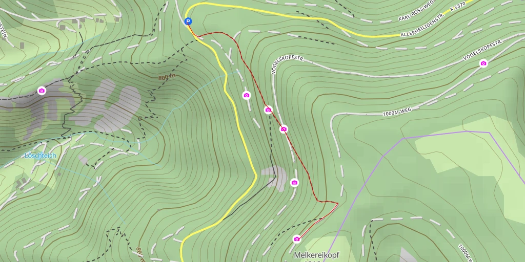 Map of the trail for 1000m-Weg - Ottenhöfen im Schwarzwald