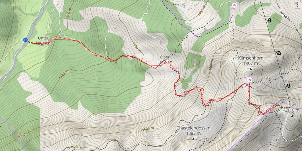 Map of the trail for Oberhaupt