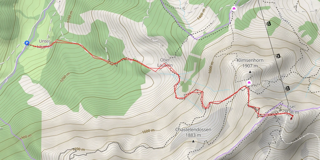 Map of the trail for Esel