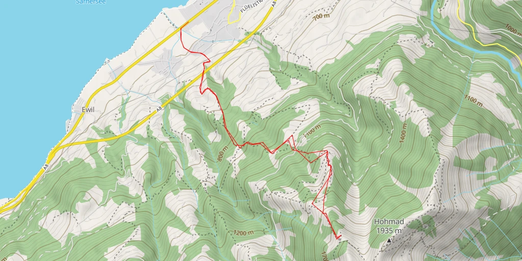 Map of the trail for Stuckli Kreuz