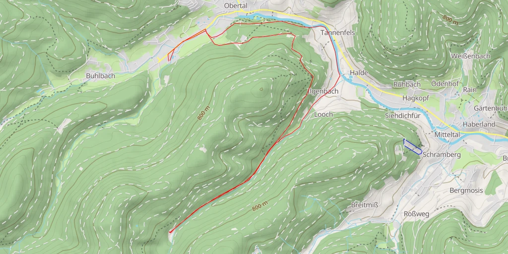 Map of the trail for Ilgenbachhütte