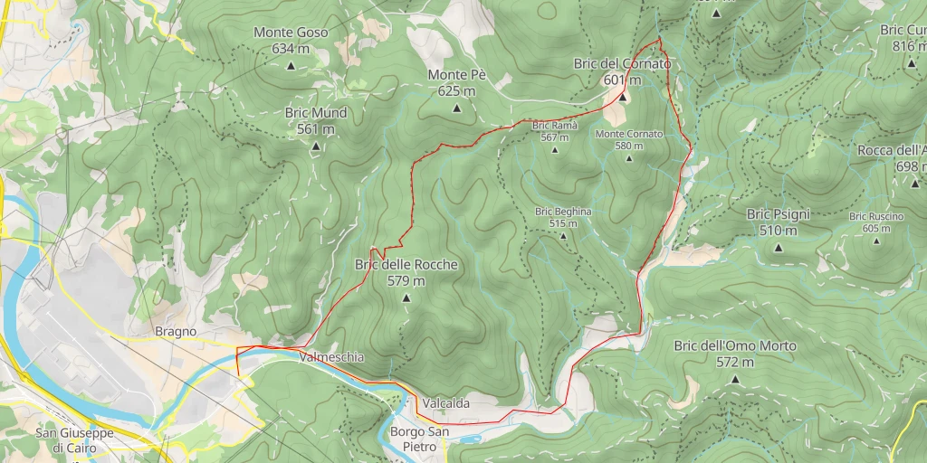 Carte de l'itinéraire :  Rocche del Manuà