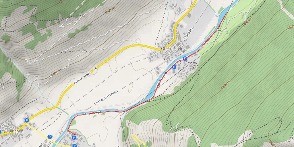 Carte de l'itinéraire :  Rottenweg - Rottenweg - Obergoms