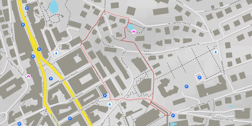 Carte de l'itinéraire :  Felsbergstrasse