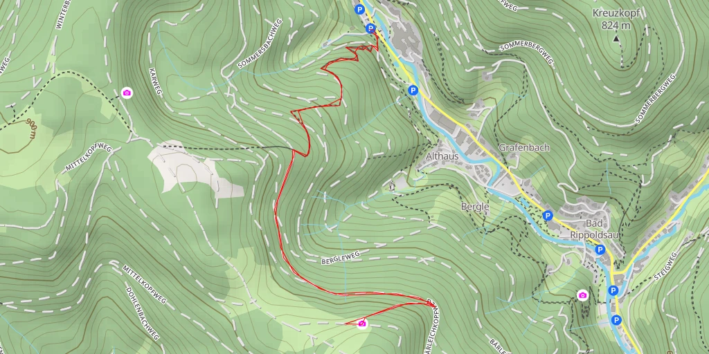 Map of the trail for Bärleichkopfweg - Bad Rippoldsau-Schapbach