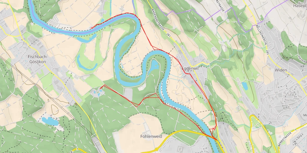 Carte de l'itinéraire :  Fohlenweidstrasse