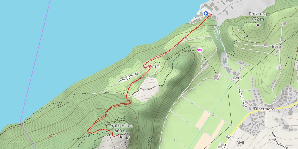 Map of the trail for Drachenflue