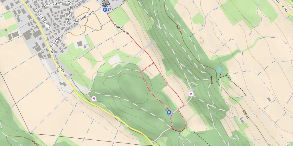 Map of the trail for Waldhütte - Herrengasse