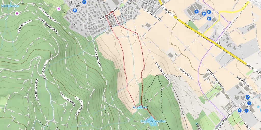 Carte de l'itinéraire :  Franzosenweiher