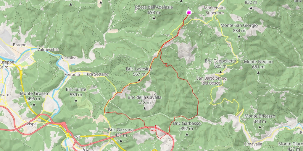 Carte de l'itinéraire :  Rifugio Cascina Miera