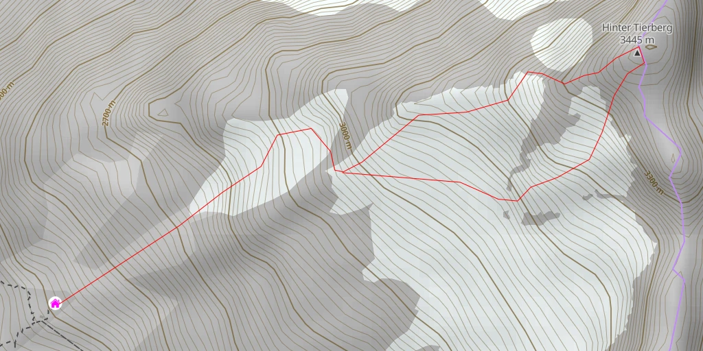 Map of the trail for Hinter Tierberg Arête W