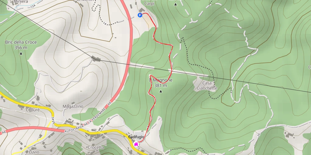 Carte de l'itinéraire :  Cadifugio