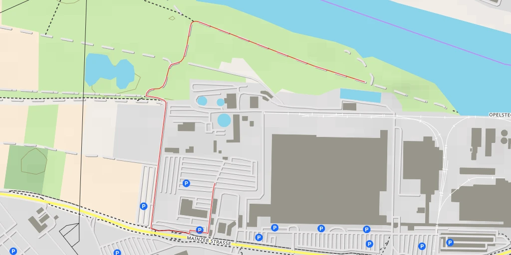 Map of the trail for Opel Automobile GmbH - Mainzer Straße - Rüsselsheim am Main