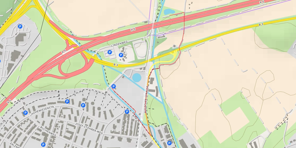 Map of the trail for A 5 - A 5 - Karlsruhe