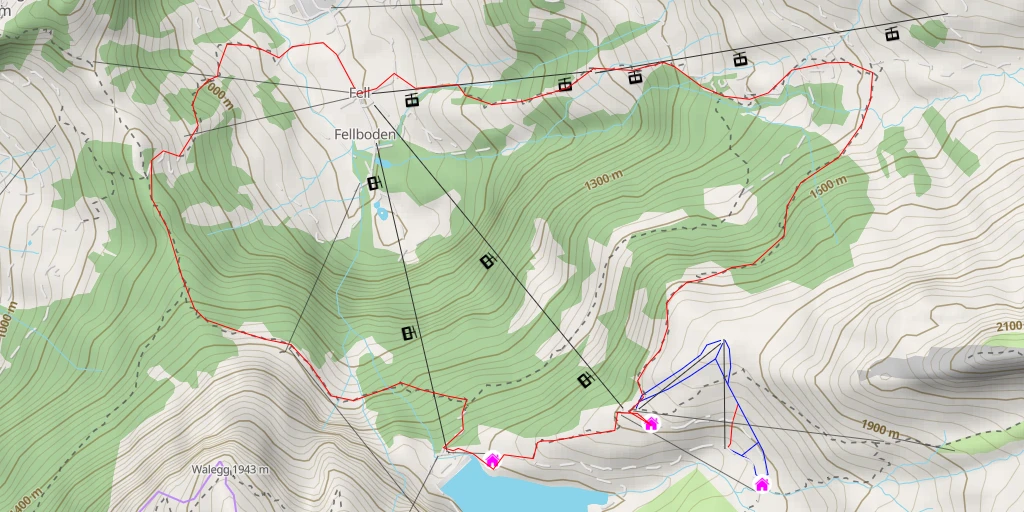 Map of the trail for Chrüzhütte