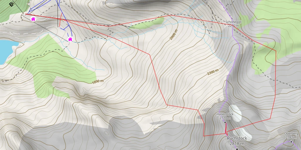 Map of the trail for Bannalp (Bergstation Chrüzhütte) Hasenstöck en boucle depuis Bannalpsee descente couloir E