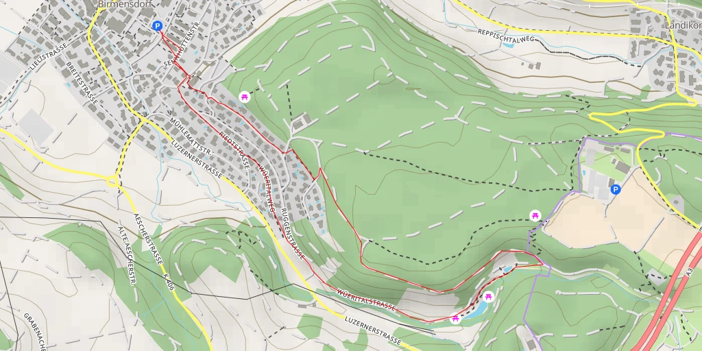 Carte de l'itinéraire :  Wüeritalstrasse - Wüeritalstrasse