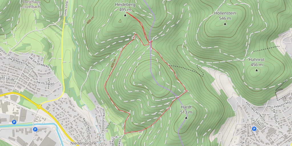 Map of the trail for Heideberg