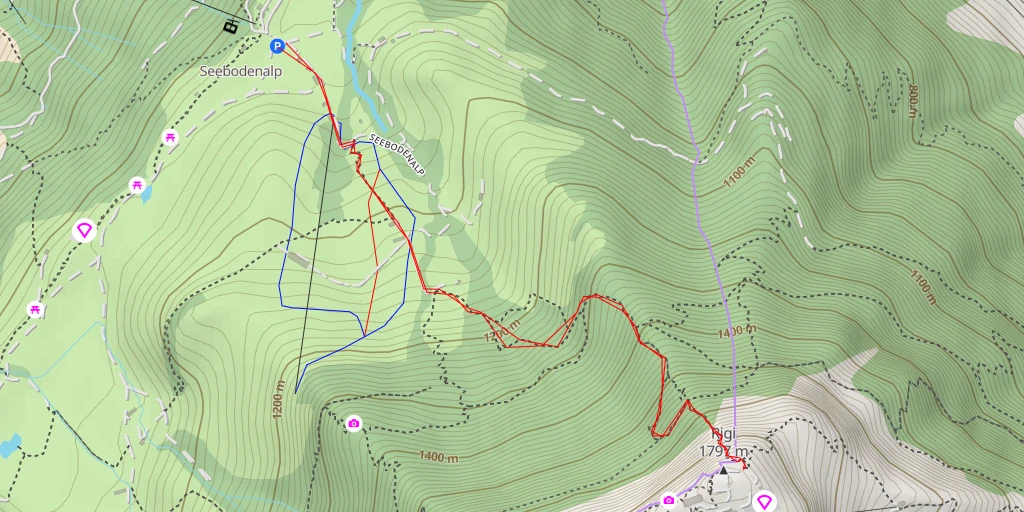Map of the trail for Rigi Kulm - Arth