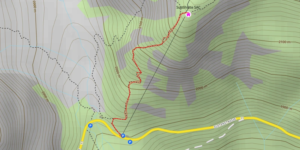 Map of the trail for Sustlihütte SAC