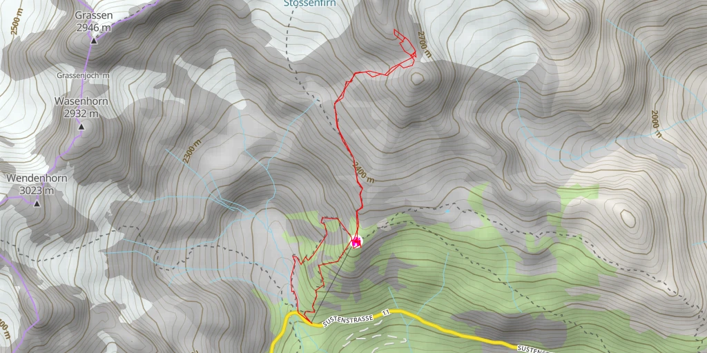 Map of the trail for Trotzigplanggstock Arête SE
