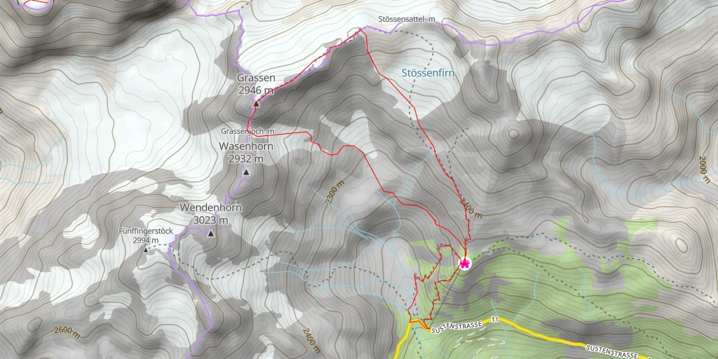 Map of the trail for Grassen Face S