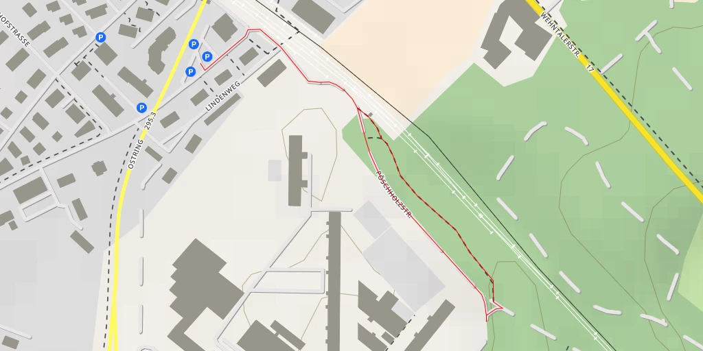 Map of the trail for Justizvollzugsanstalt Pöschwies - Roosstrasse