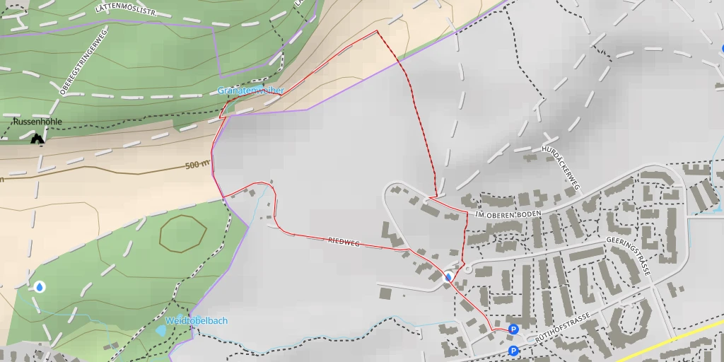 Map of the trail for Granatenweiher