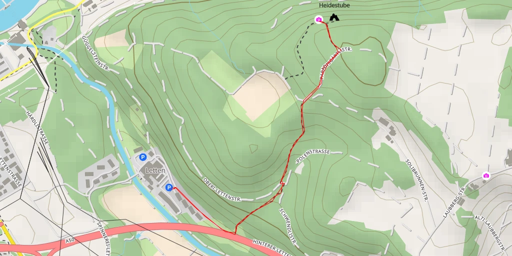 Map of the trail for Paradiesgärtli - Glattfelden