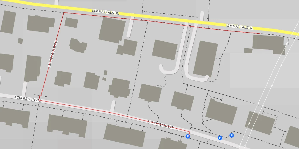 Map of the trail for Limmattalstrasse - Zürich