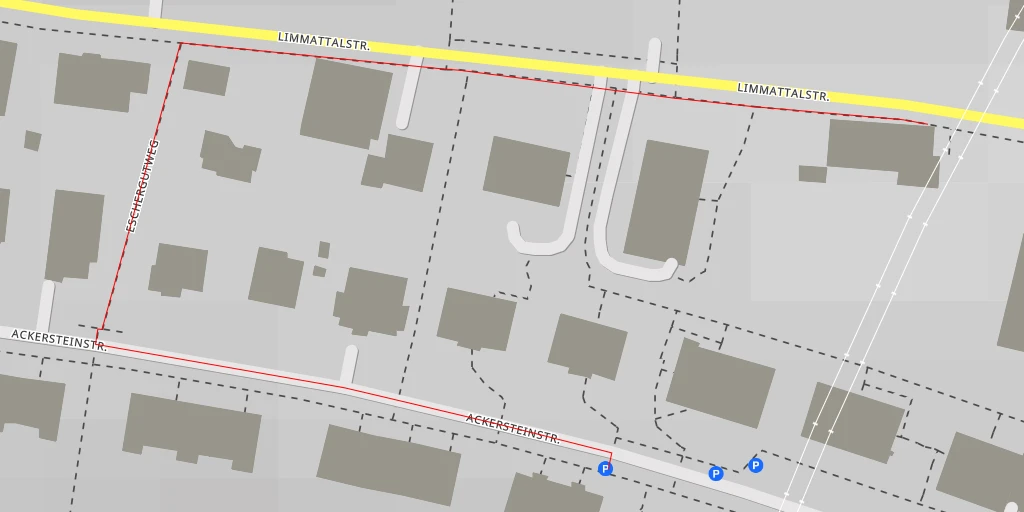 Map of the trail for Zum rothen Ackerstein - Limmattalstrasse - Zürich