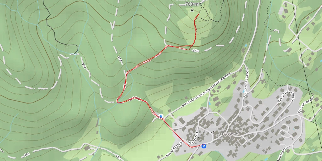 Map of the trail for Sasso del Pizzo