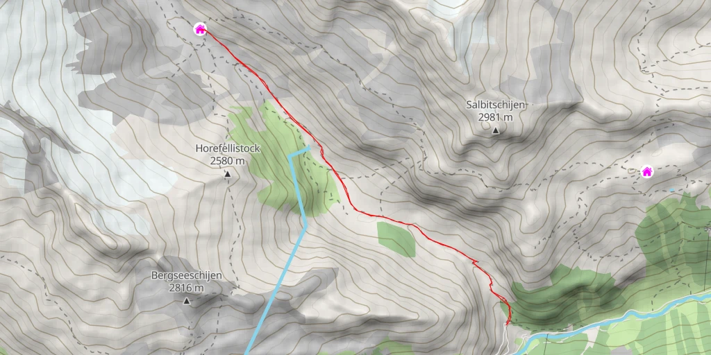 Map of the trail for Voralphütte SAC